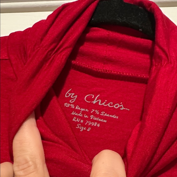 Chicos Red Turtleneck Long Sleeve Top Size 2 - Picture 3 of 8